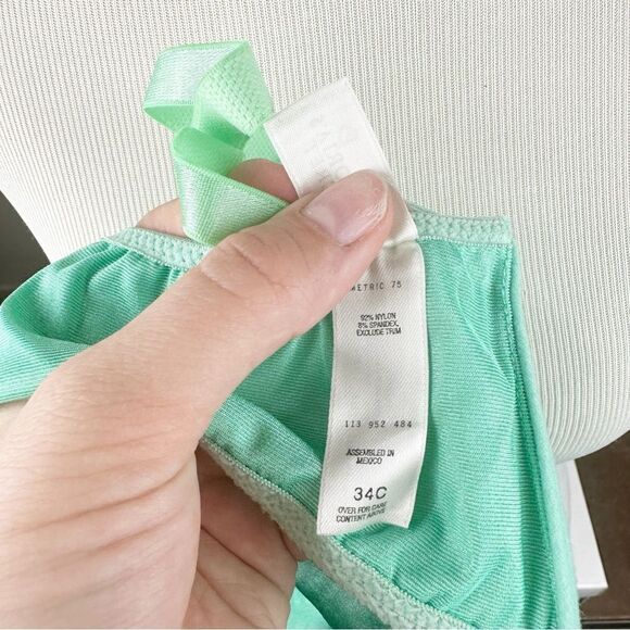 Victorias Secret Green Satin Vintage 90s Push Up Second Skin Bra 34C - Picture 6 of 7